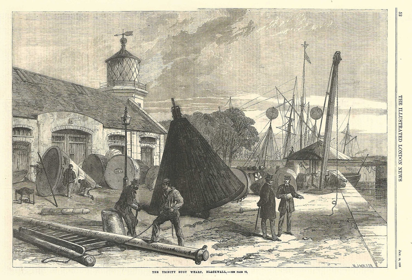 Trinity Buoy Wharf  Bow Creek Leamouth antique print 1868