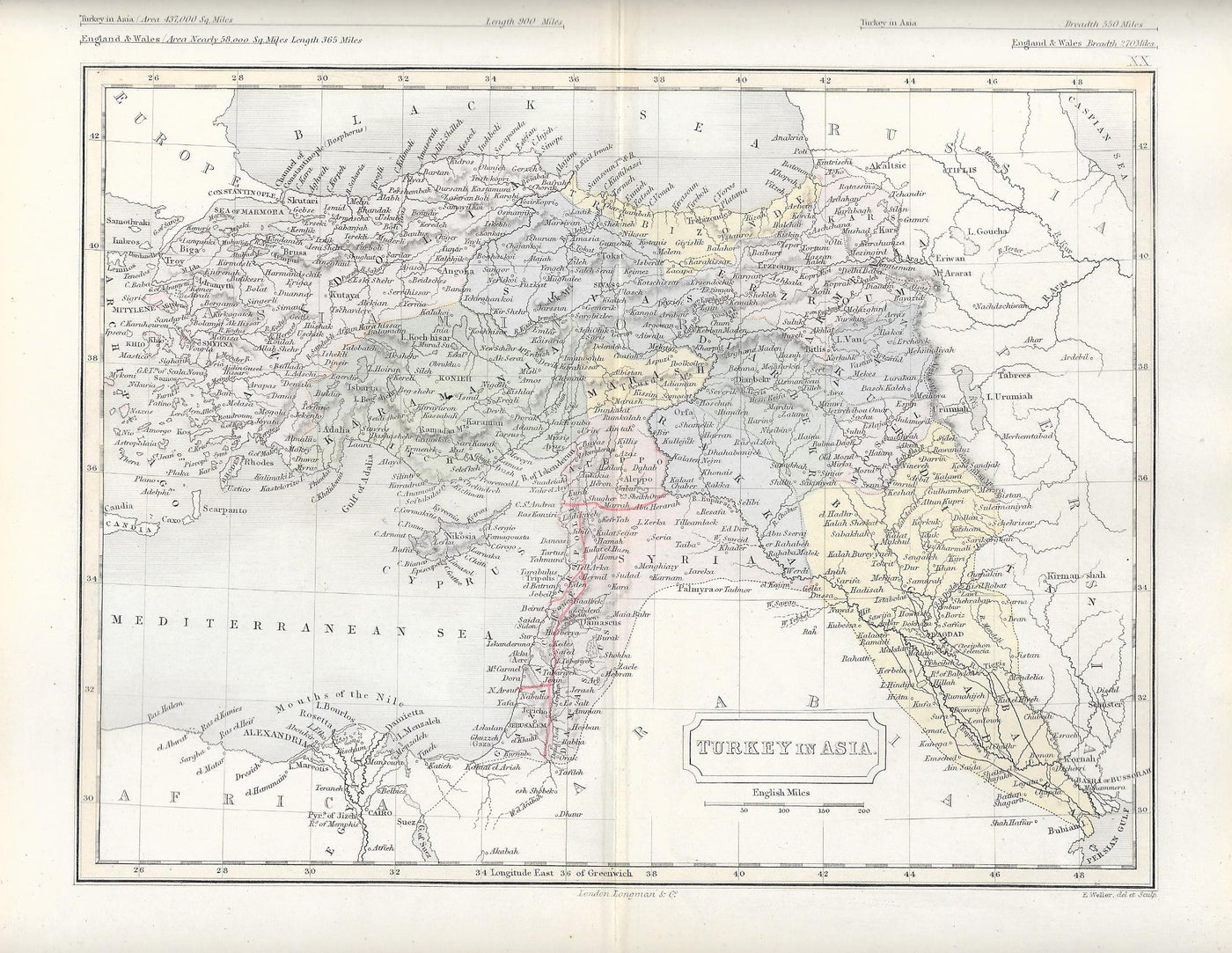Turkey in Asia antique map 1871