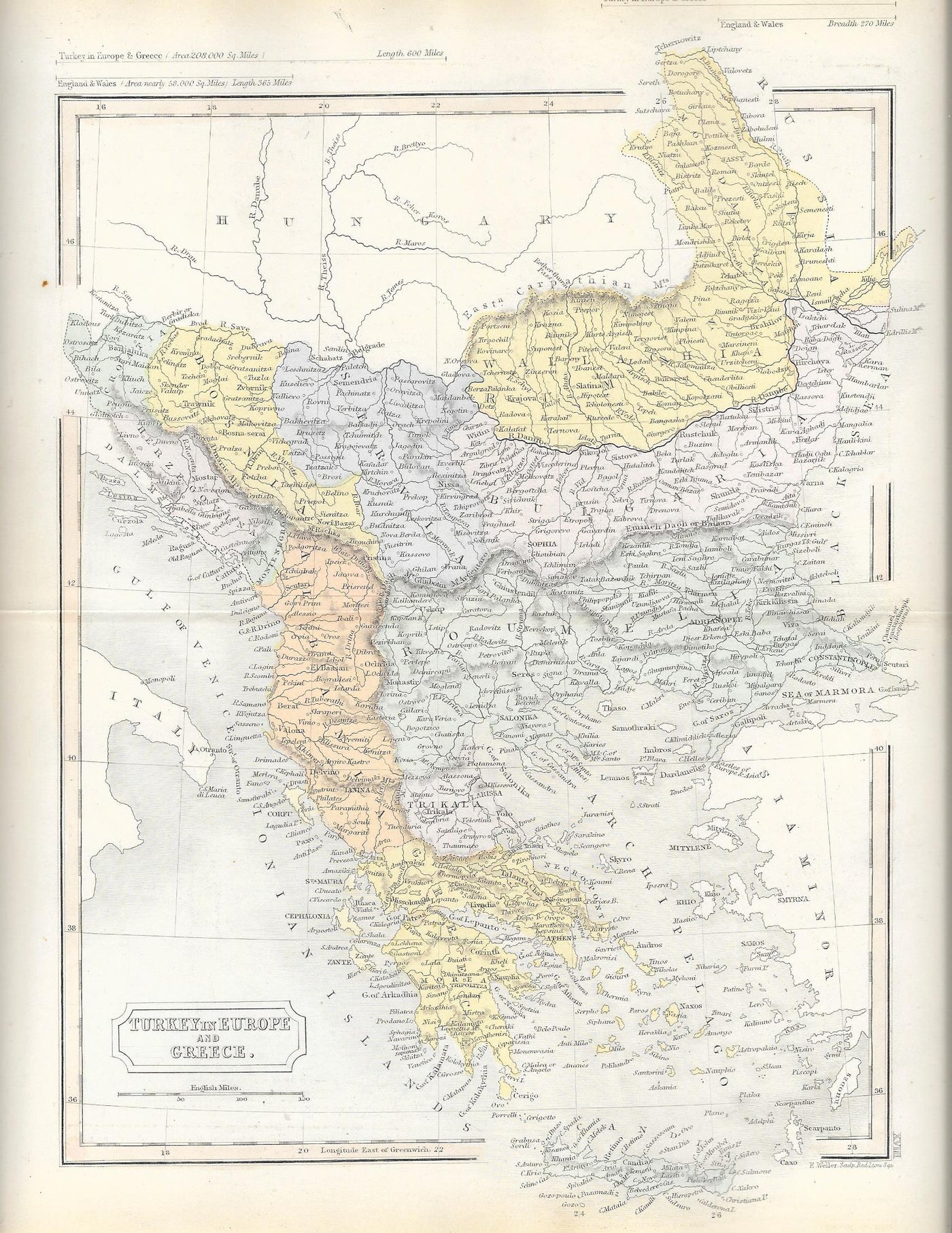 Turkey Greece Europe antique map