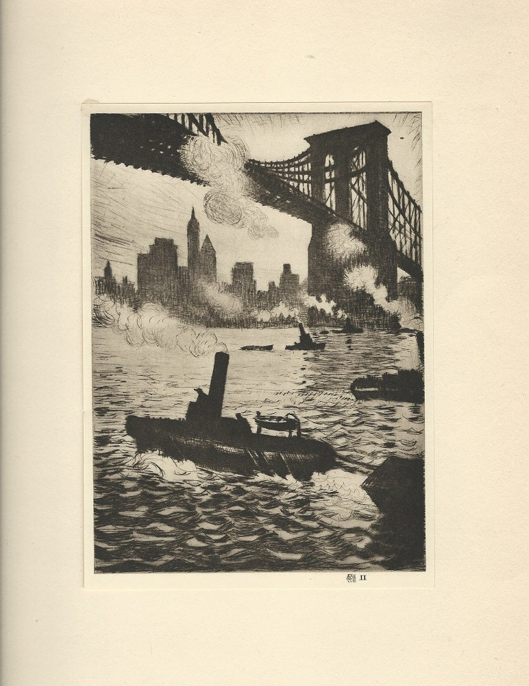 Brooklyn Bridge New York dry-point print by Nevinson 1921