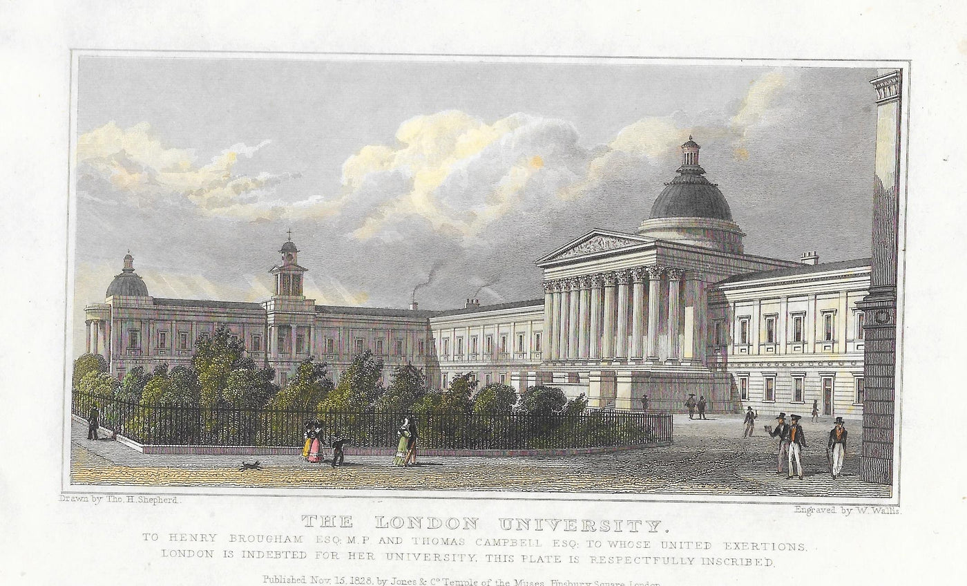 London University Bloomsbury London antique print 1830