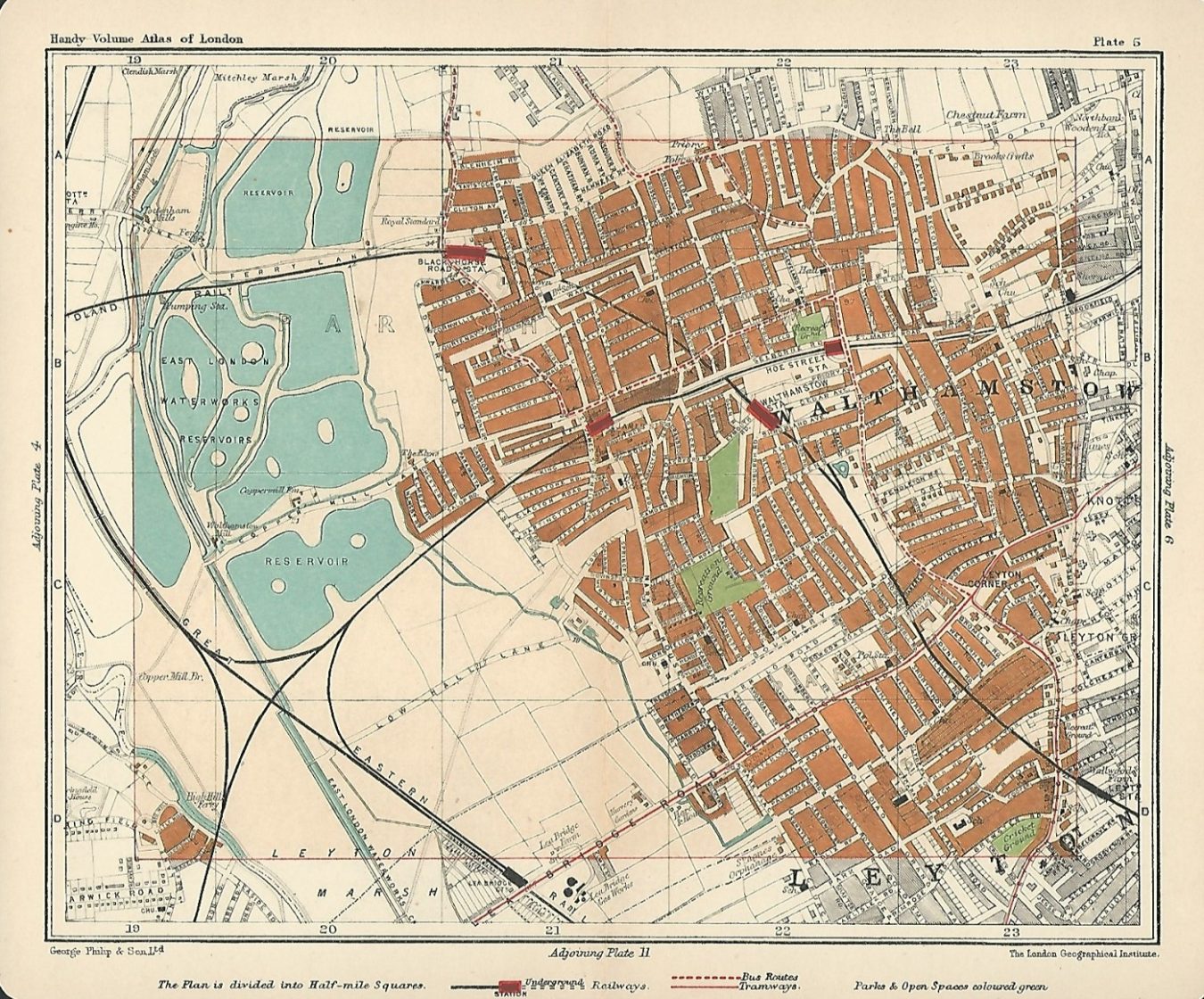 Walthamstow antique map published 1907