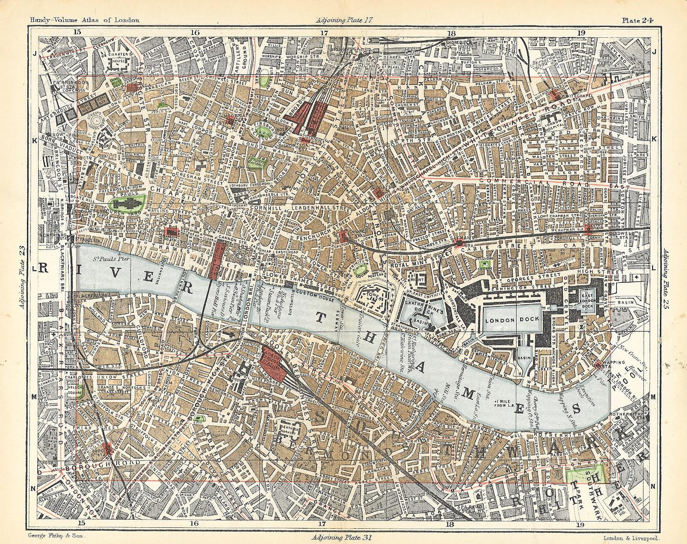 Wapping Docks antique map