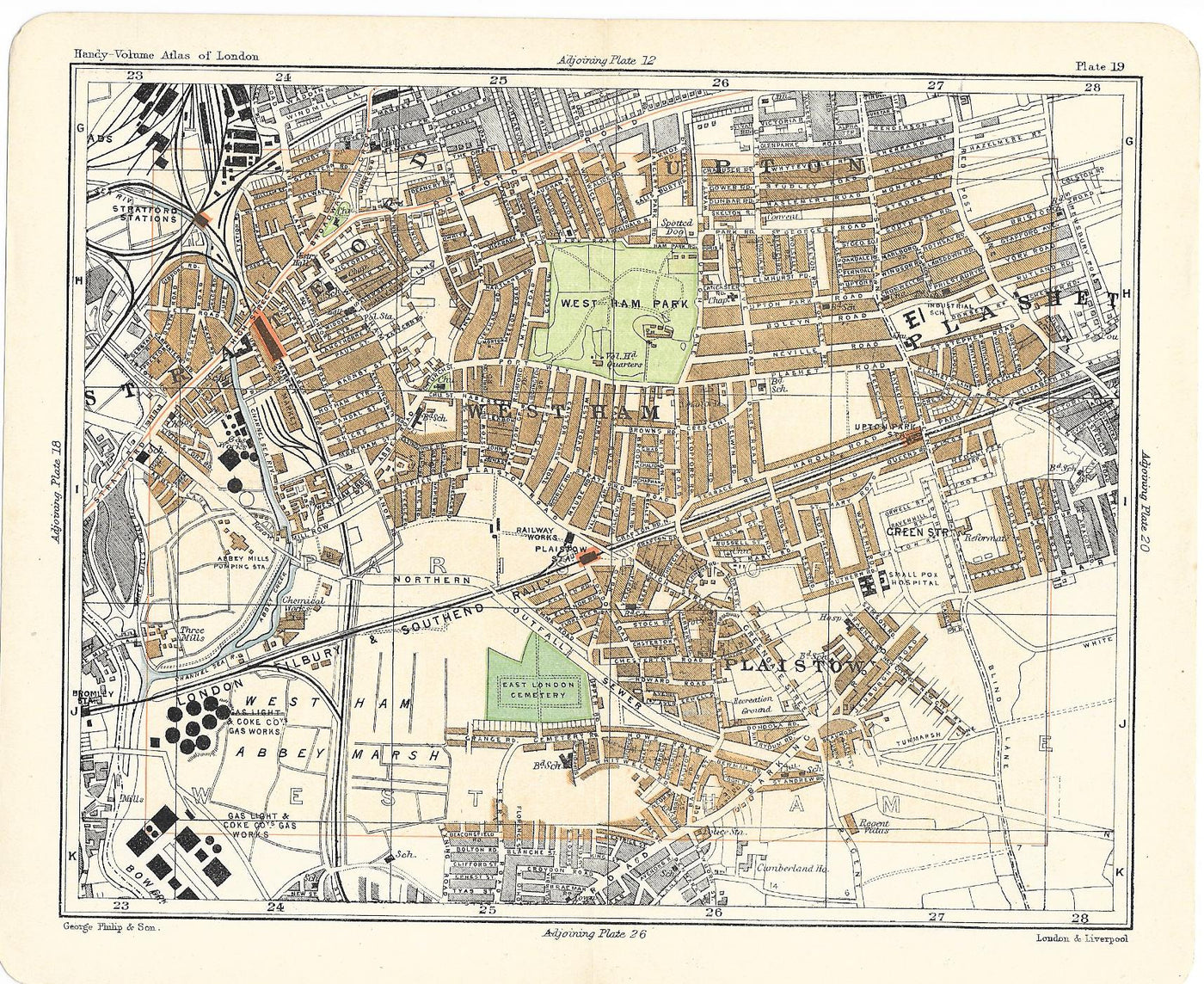West Ham antique map 1902