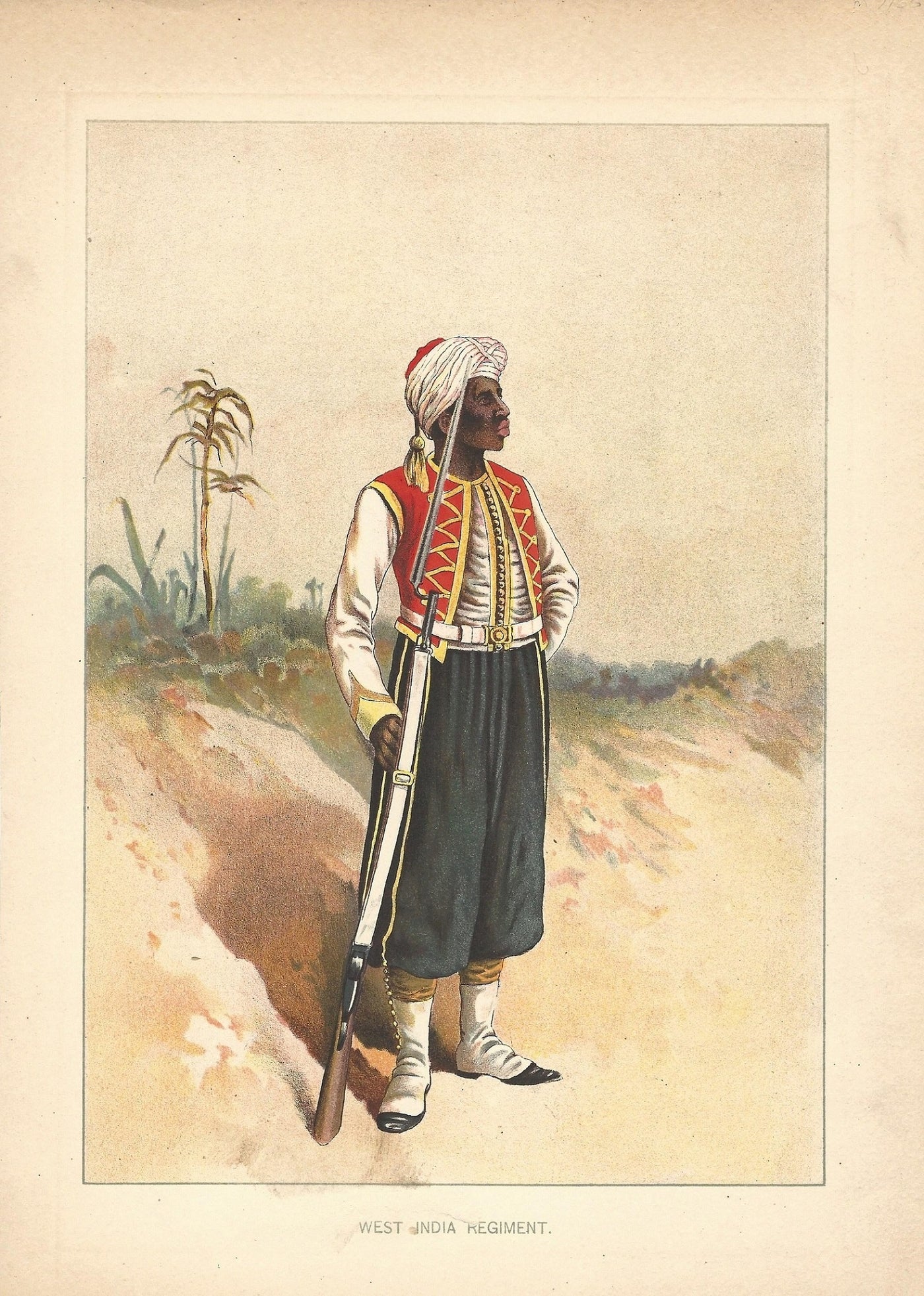 West India Regiment soldier antique print c1895