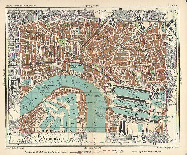 East London antique map published 1907