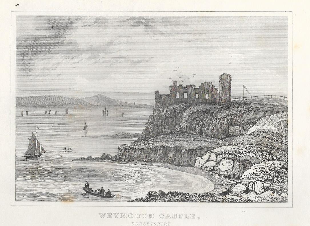 Weymouth Sandsfoot Castle Dorset antique print 1845