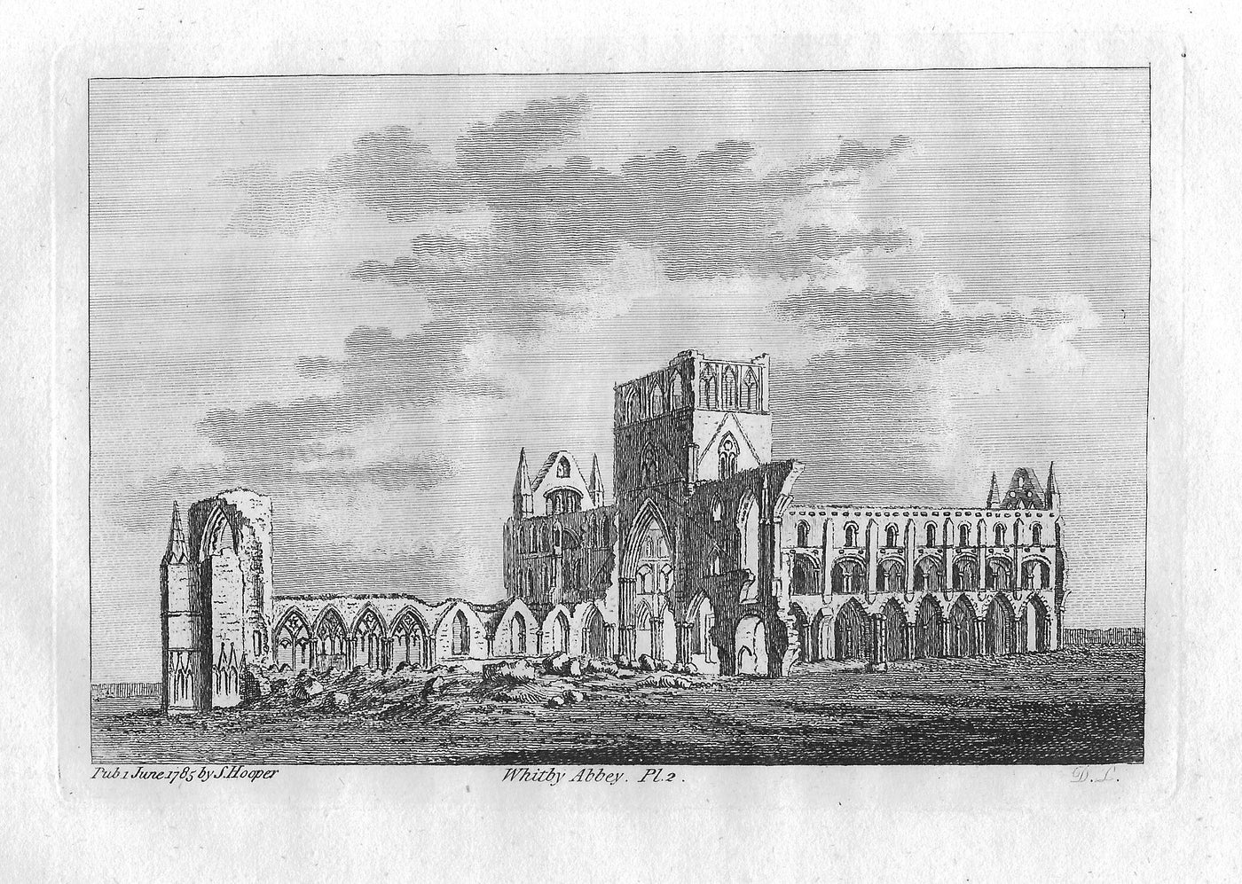 Whitby Abbey Yorkshire antique print 1785