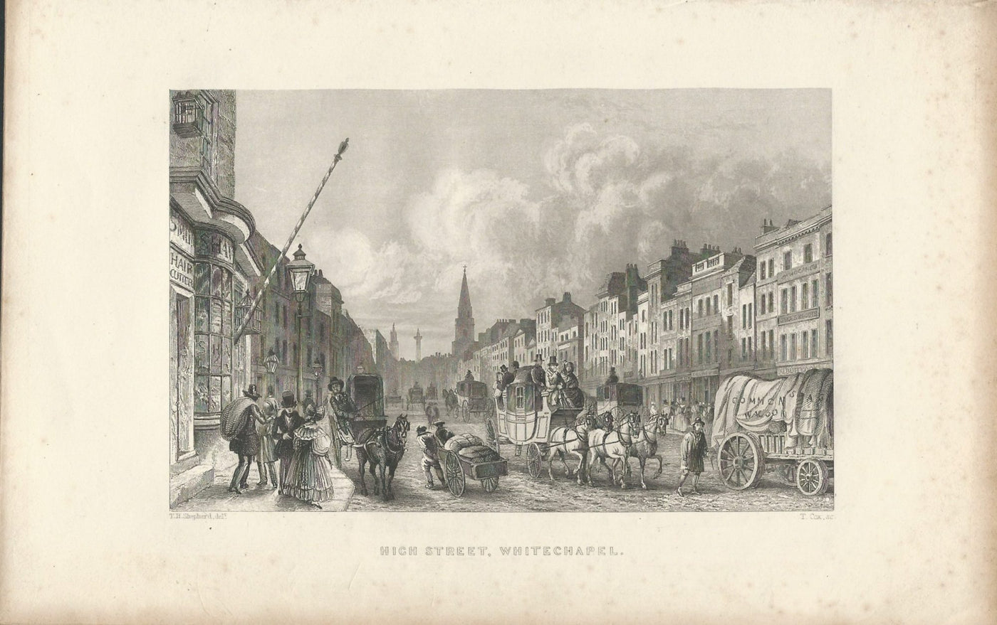 Whitechapel High Street antique print 1838