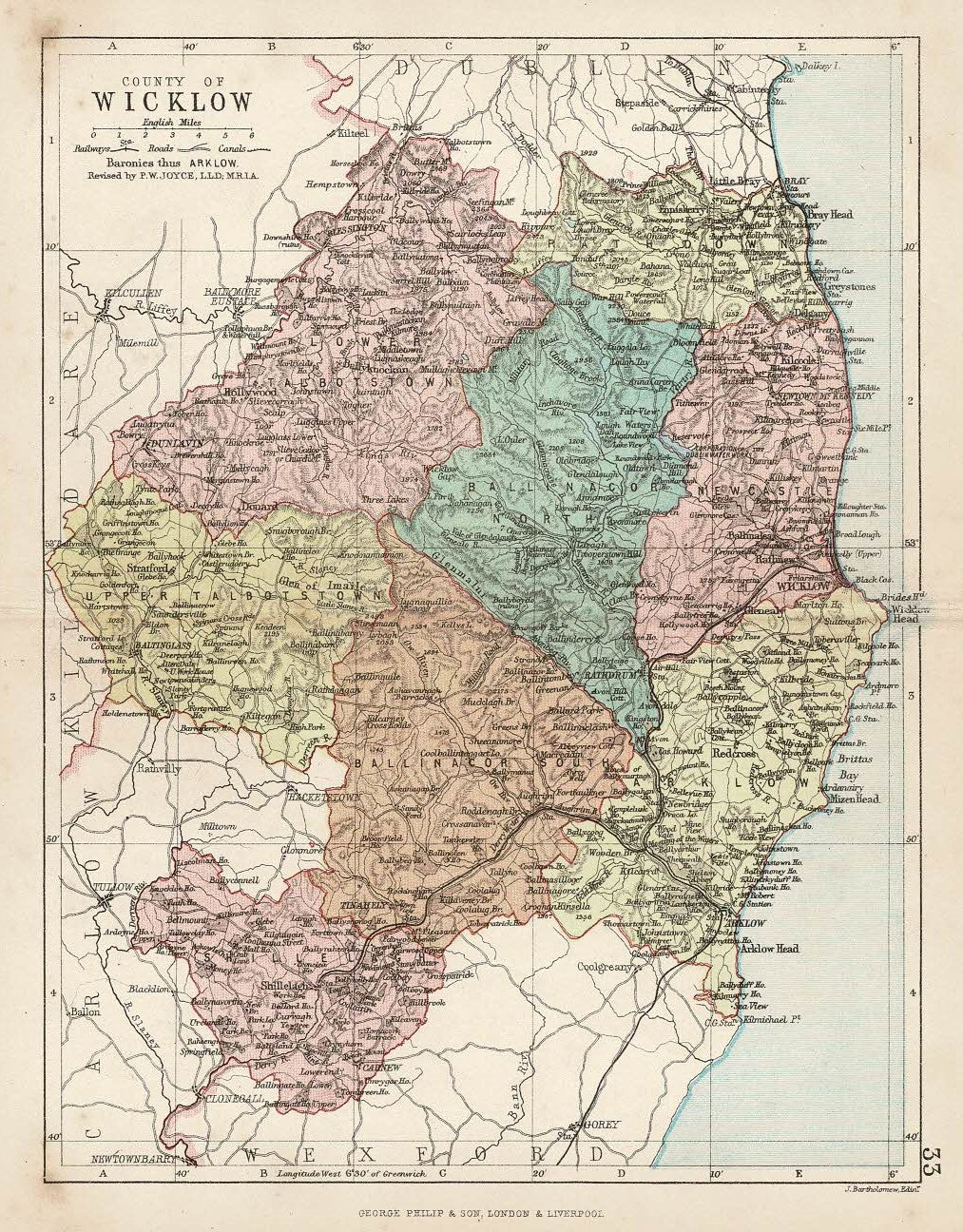 Wicklow Leinster Ireland antique map published 1882