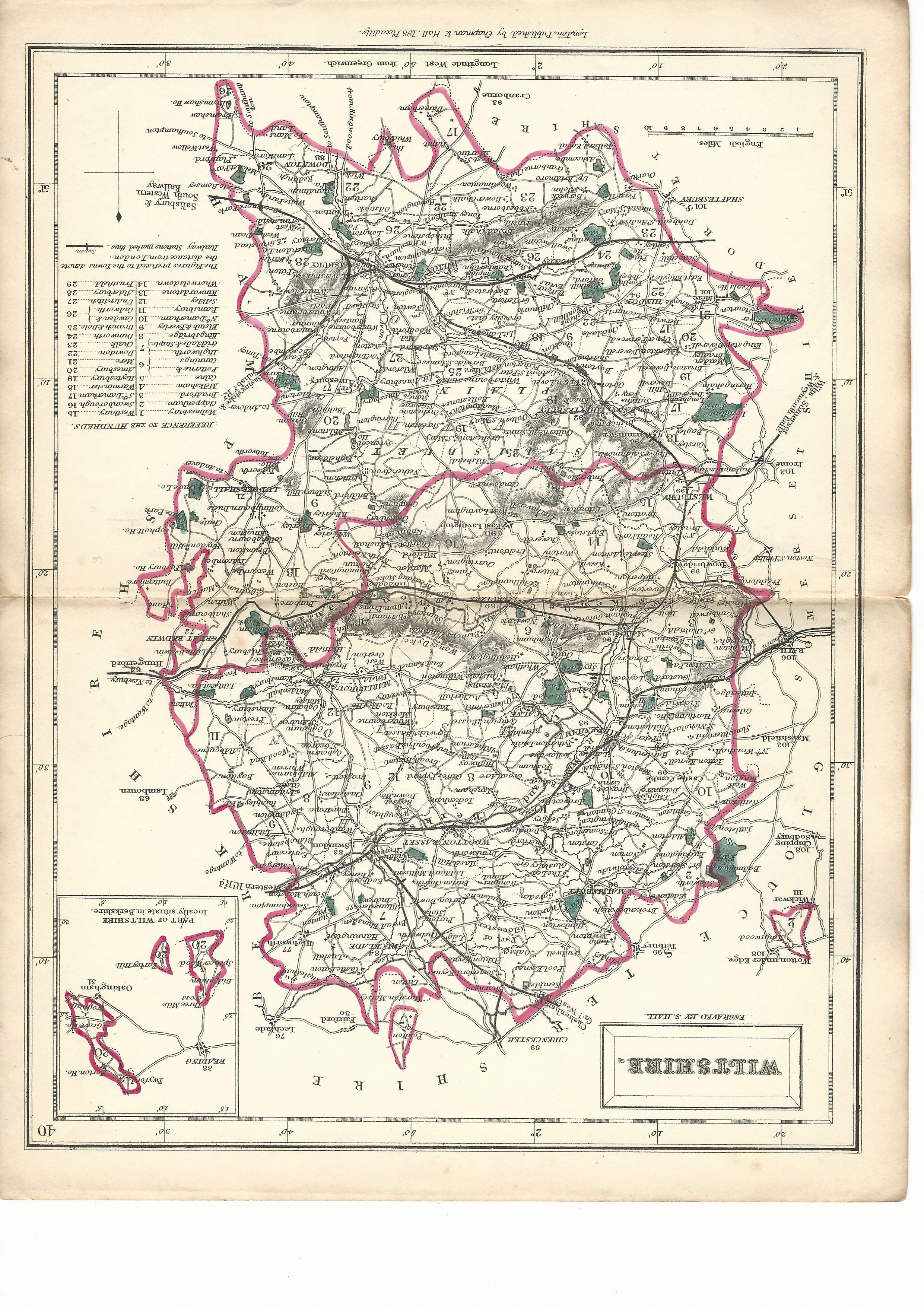 Wiltshire antique map from English Counties published 1860 – Maps and ...