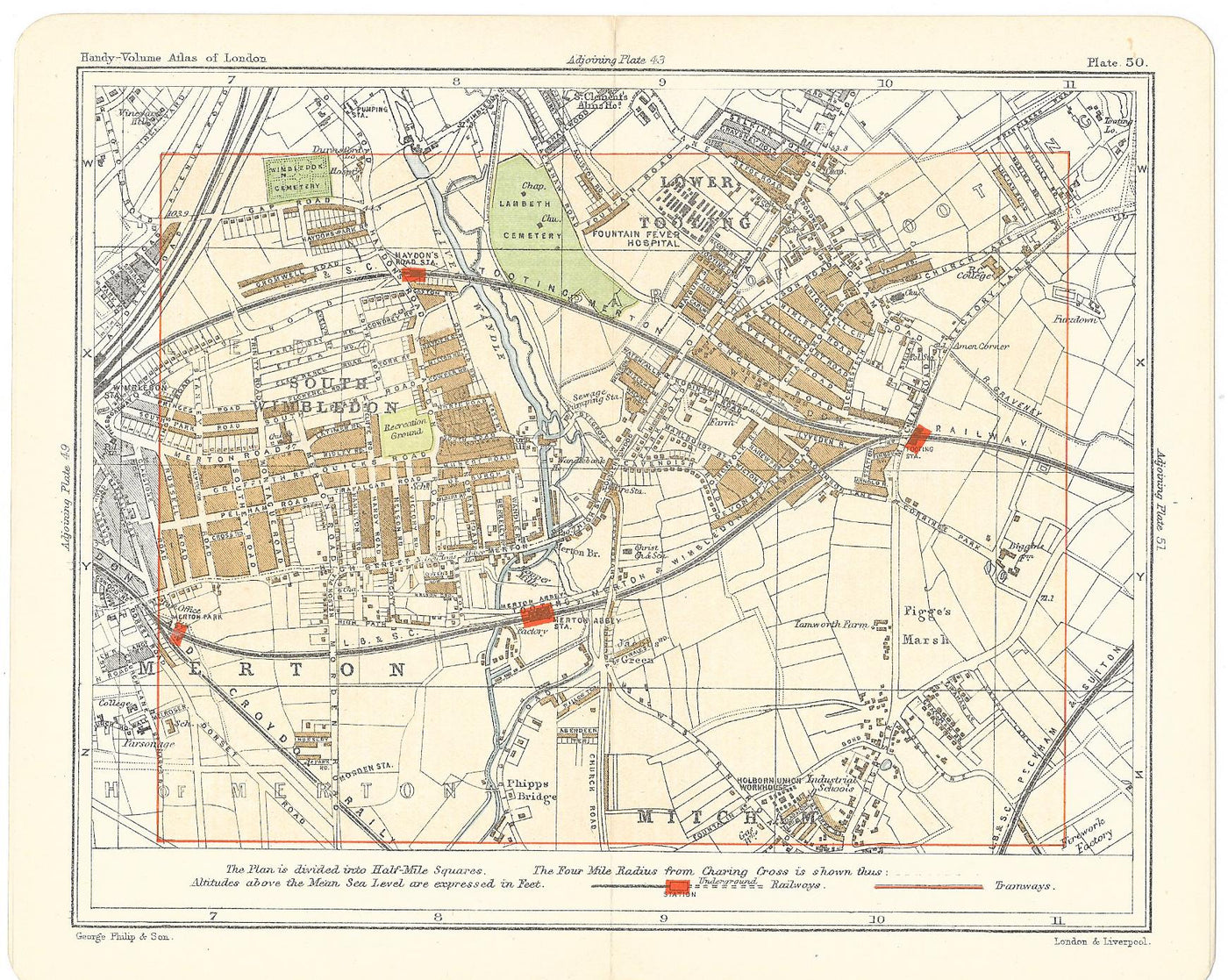 Wimbledon South antique print