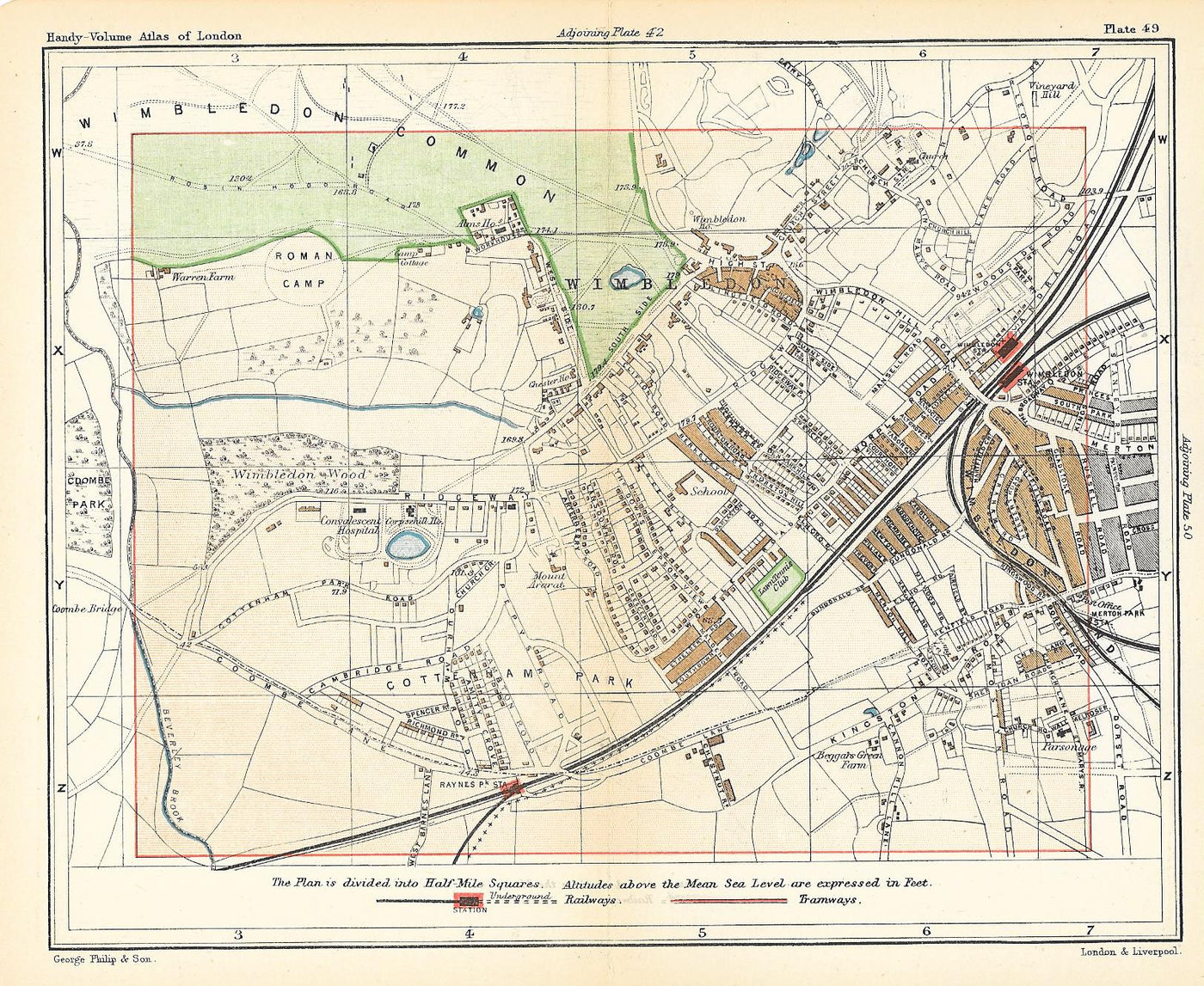 Wimbledon antique map 1891