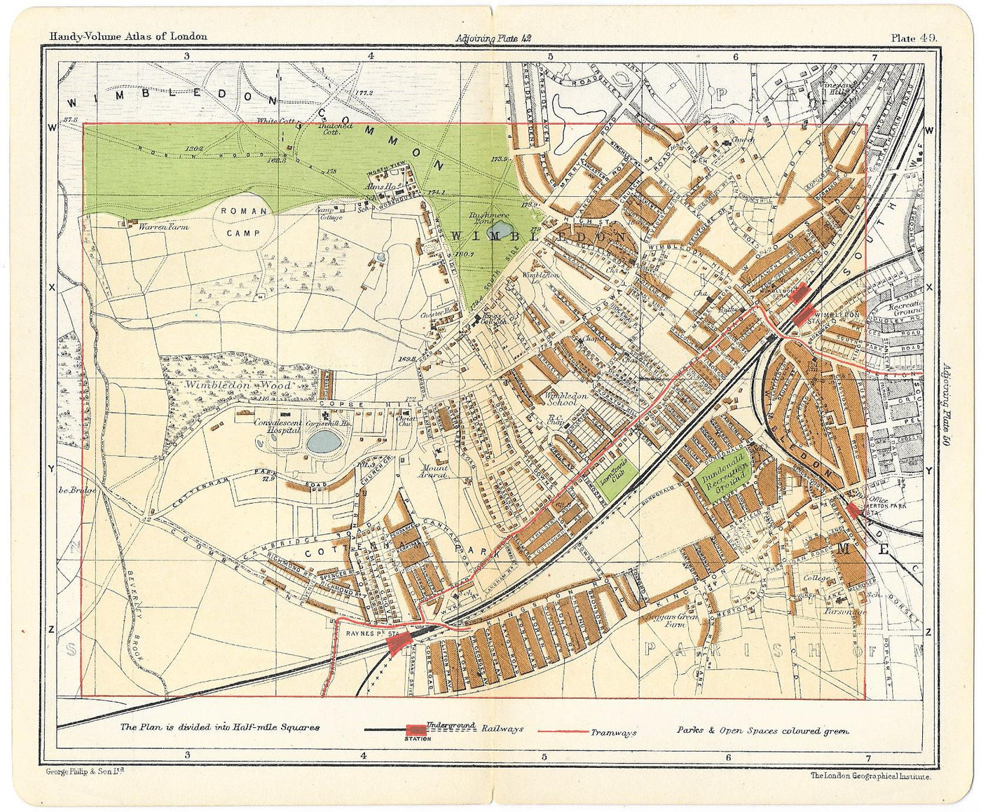 Wimbledon antique map 1910