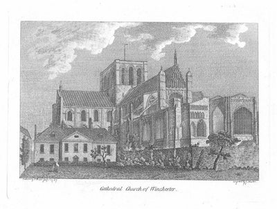 Winchester Cathedral Hampshire antique print