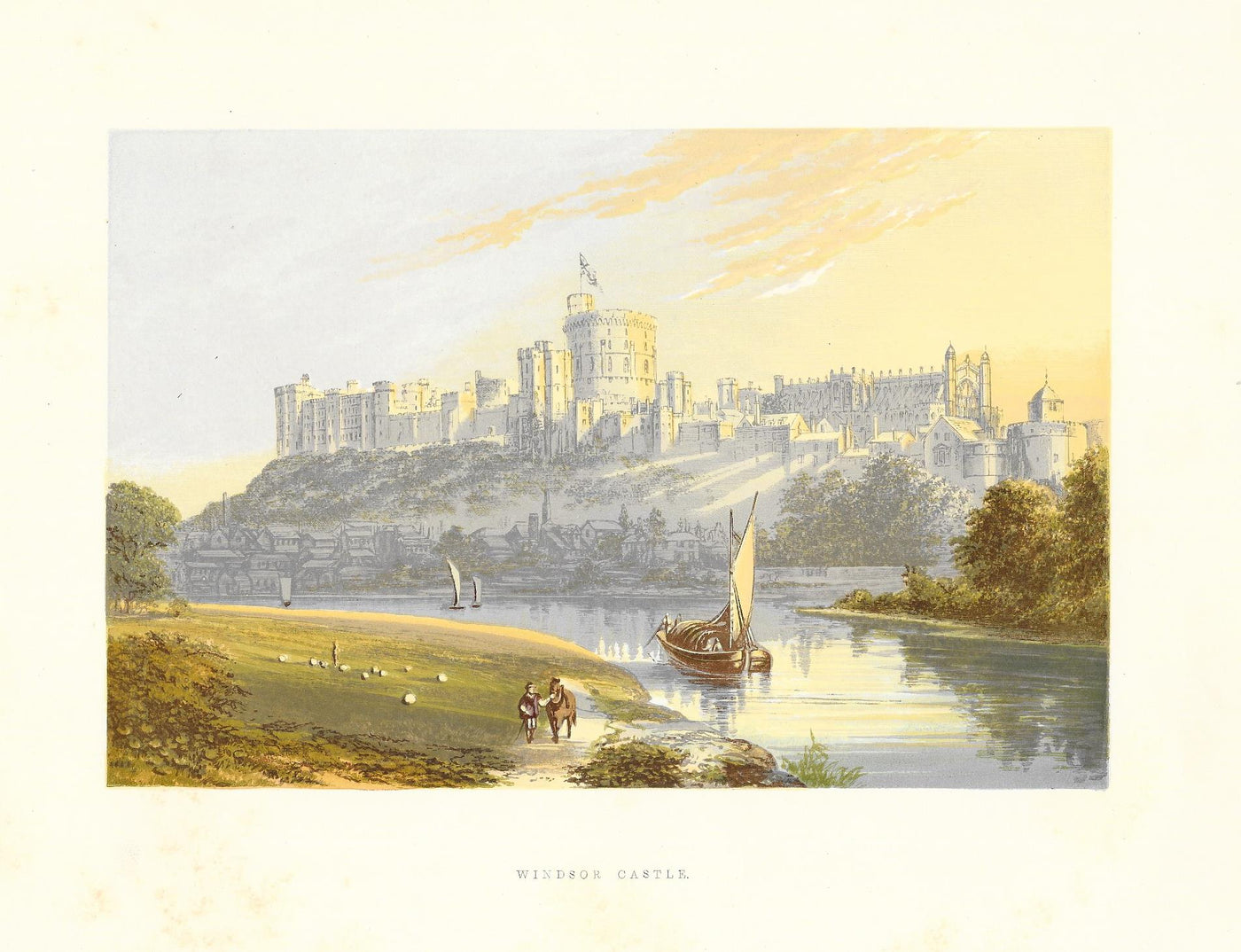 Windsor Castle guaranteed original antique print 1880