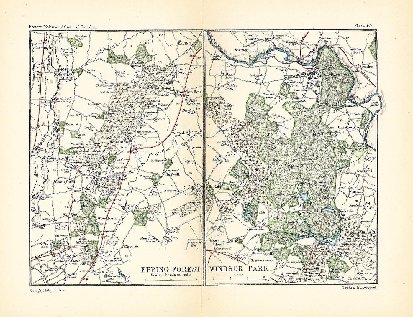 Windsor Park antique map 1891