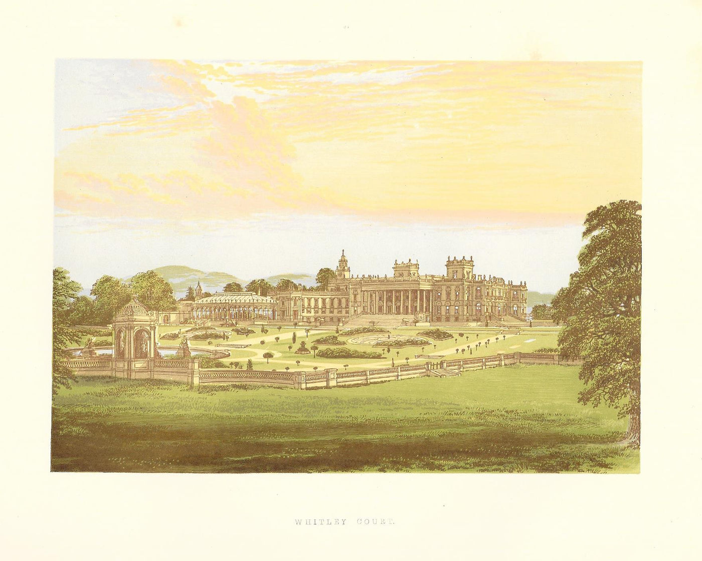 Witley Court Worcestershire guaranteed antique print 1880
