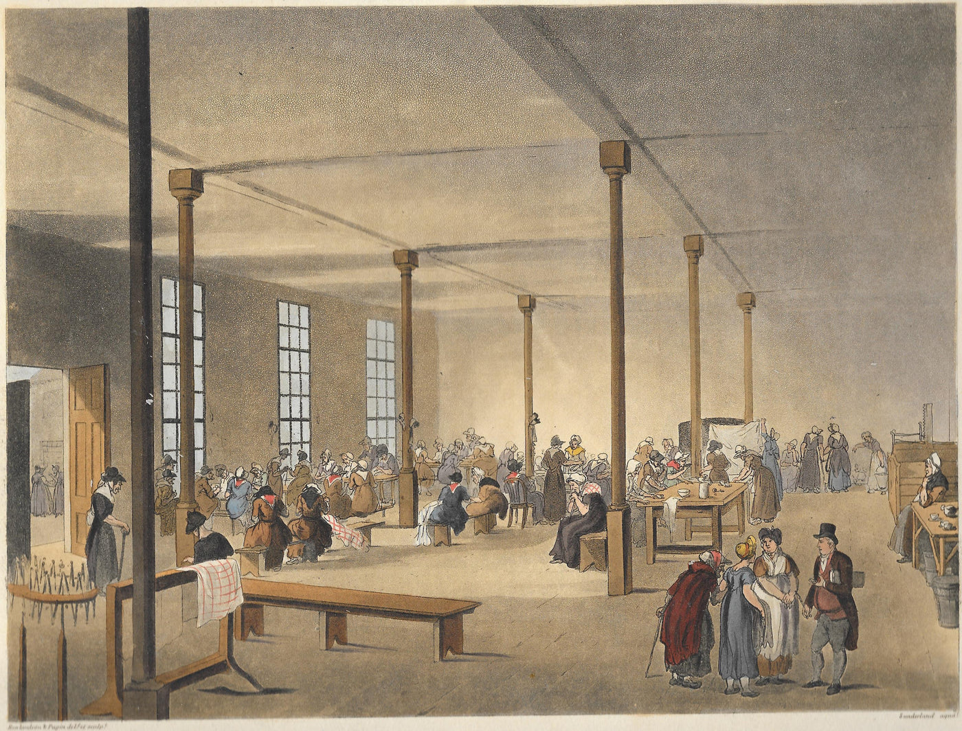 Workhouse Westminster London antique print 1809