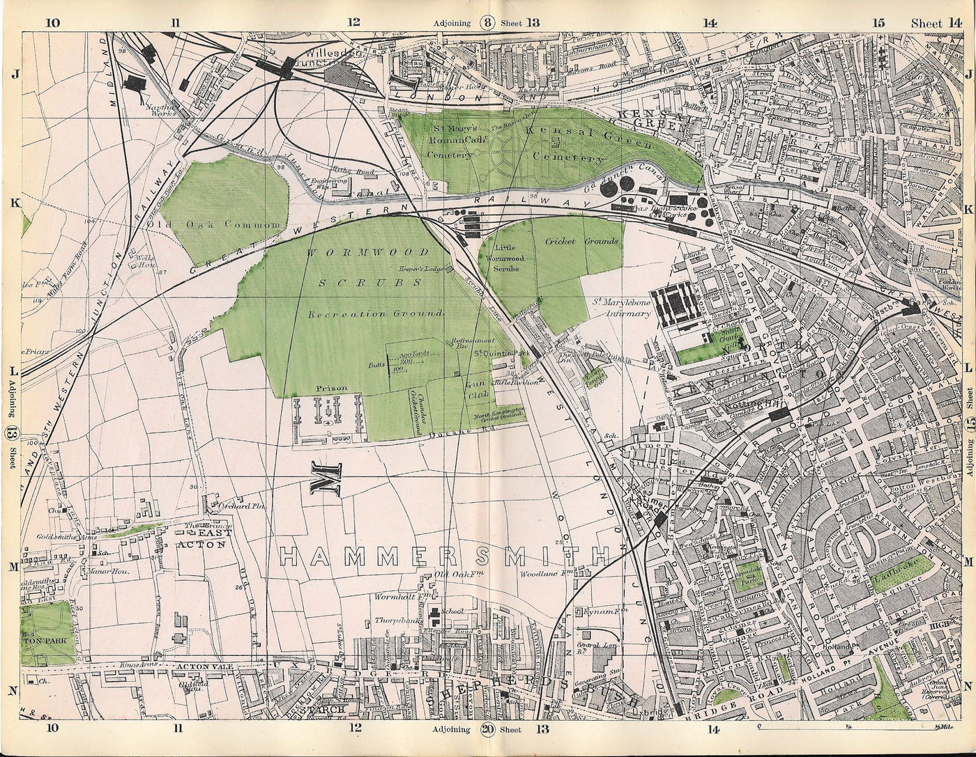 Wormwood Scrubs antique map 1897