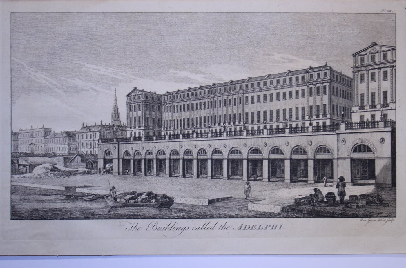 Adelphi London guaranteed original antique print 1772