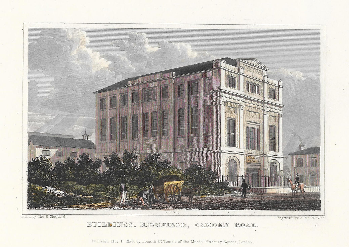 Camden Road London antique print 1830