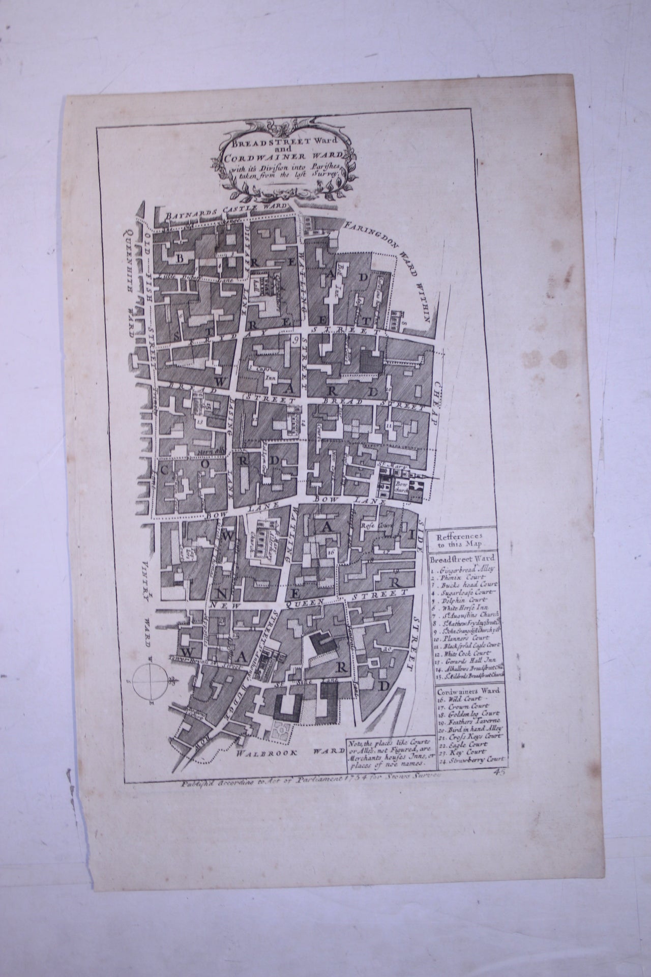 Breadstreet Cordwainer Ward City of London 1754