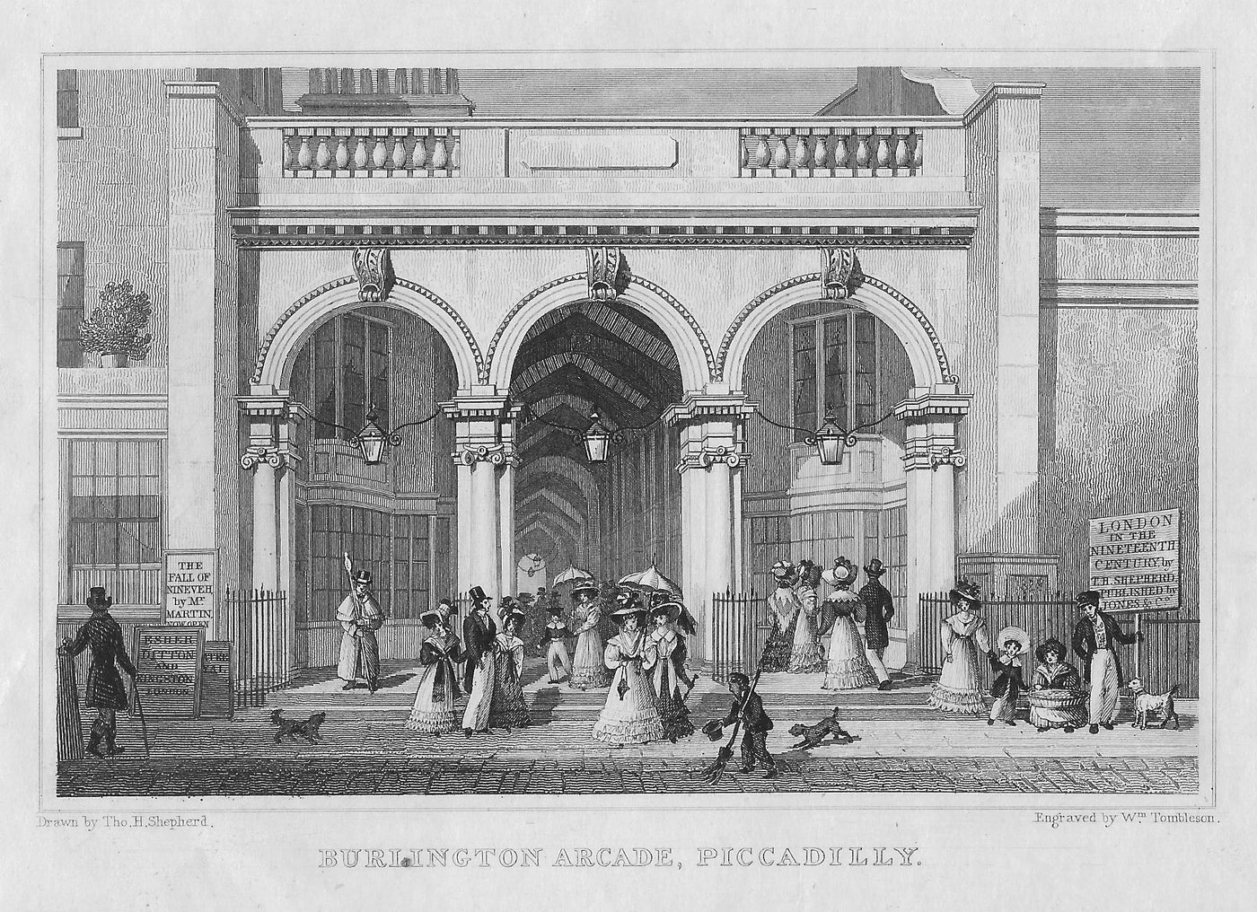 Burlington Arcade Piccadilly antique print 1830