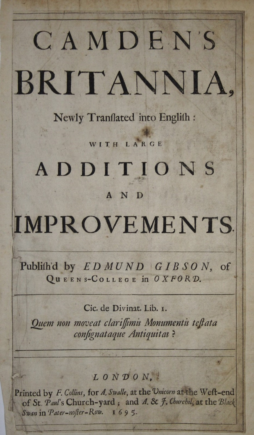 Middlesex antique map from a first edition of Camden's Britannia published 1695