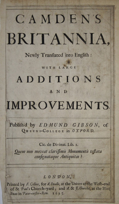 Middlesex antique map from a first edition of Camden's Britannia published 1695