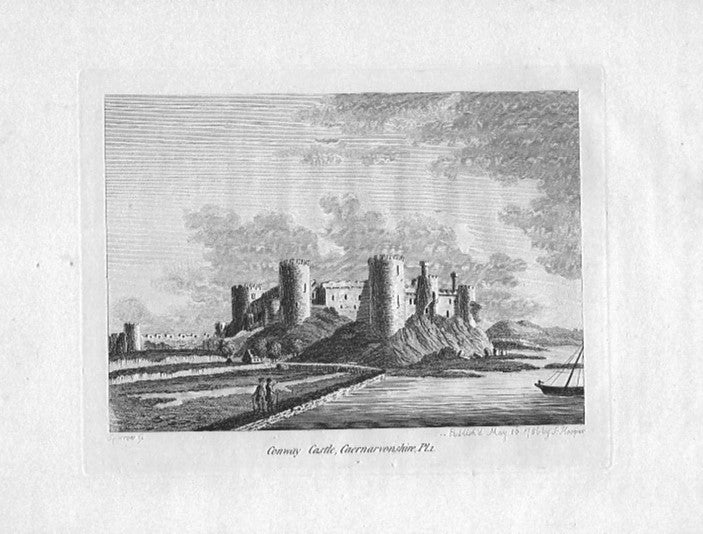 Conway Castle Caernarvonshire Wales antique print