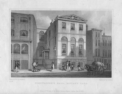 Girdlers Hall City of London antique print 1830.
