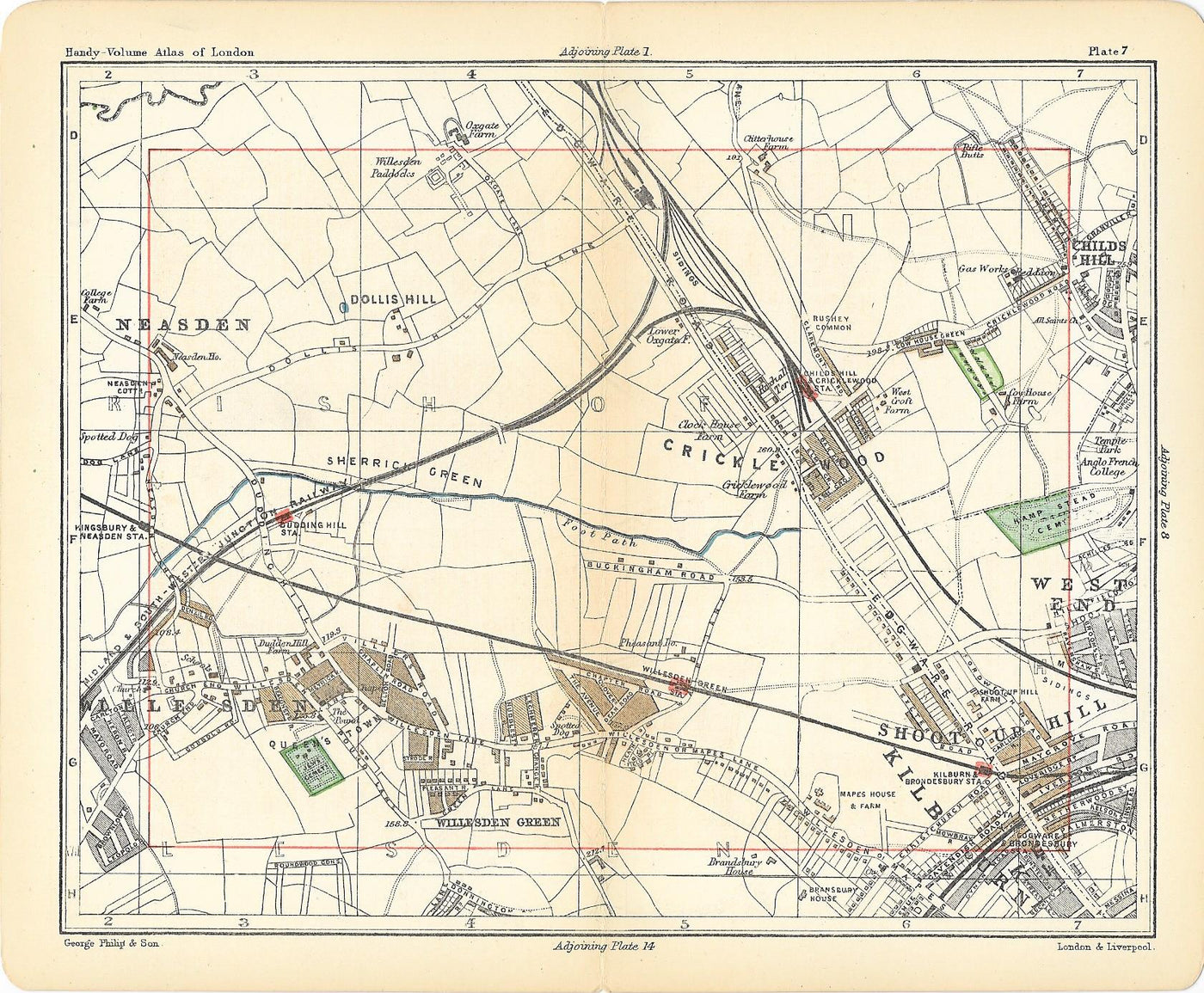 Cricklewood antique map