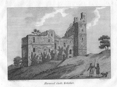 Harewood Castle Yorkshire antique print