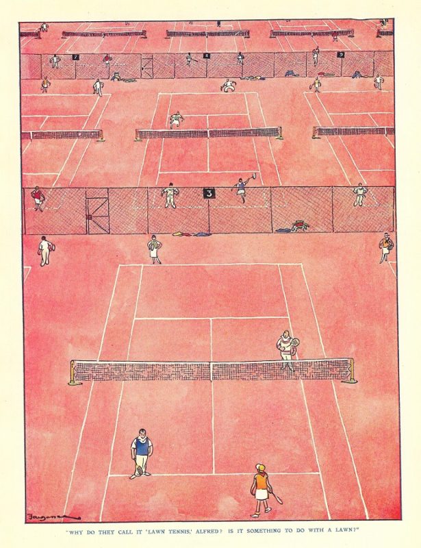 Tennis cartoon by Fougasse for Punch Magazine 1932