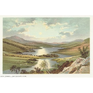 Loch Tummel, The Queen's View, Scotland guaranteed antique print 1889
