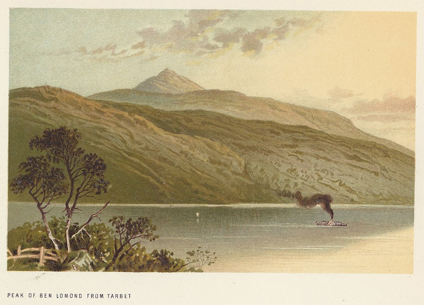Ben Lomond peak from Tarbet Scotland guaranteed antique print 1889