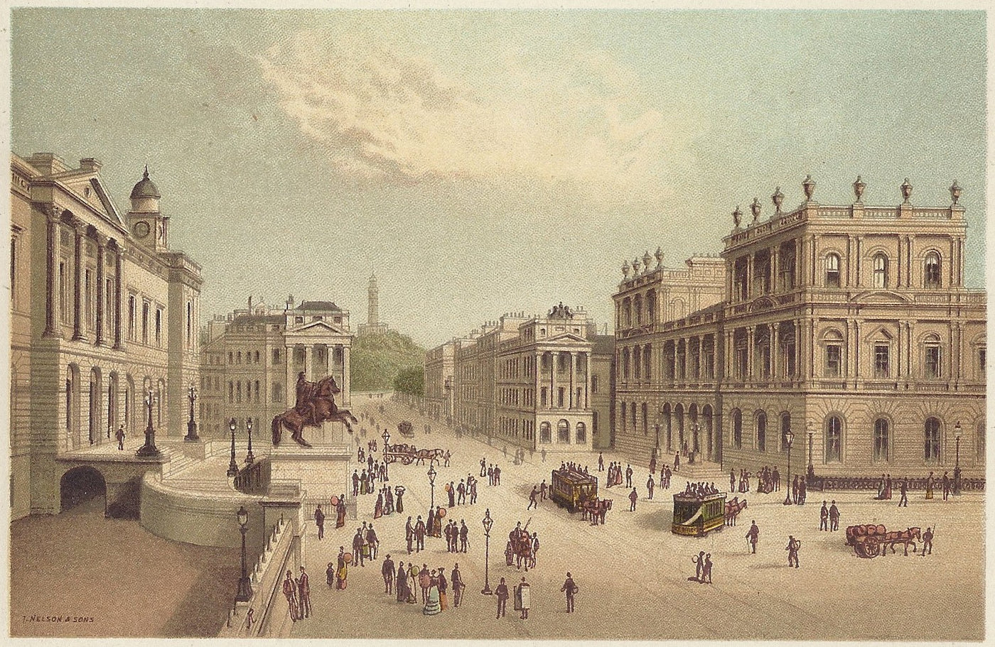 Edinburgh Post Office Register House Calton Hill antique print