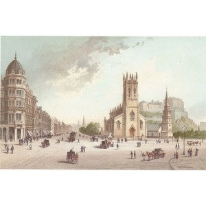 Princes Street Edinburgh Scotland guananteed antique print 1889