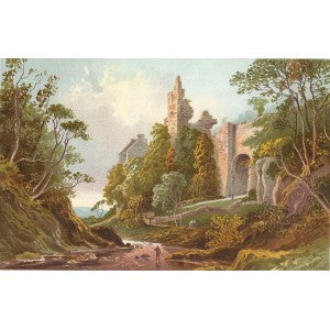 Roslin Castle Midlothian Scotland guaranteed antique print 1889