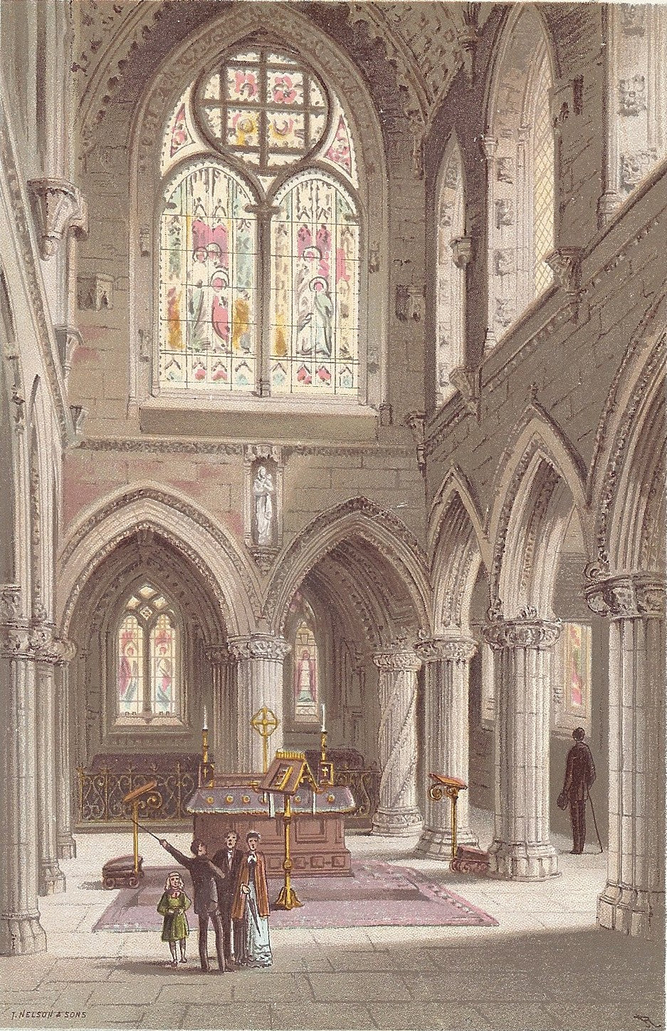 Rosslyn Chapel Midlothian Scotland guaranteed antique print 1889