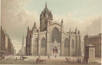 St Giles' Cathedral Edinburgh Scotland antique print