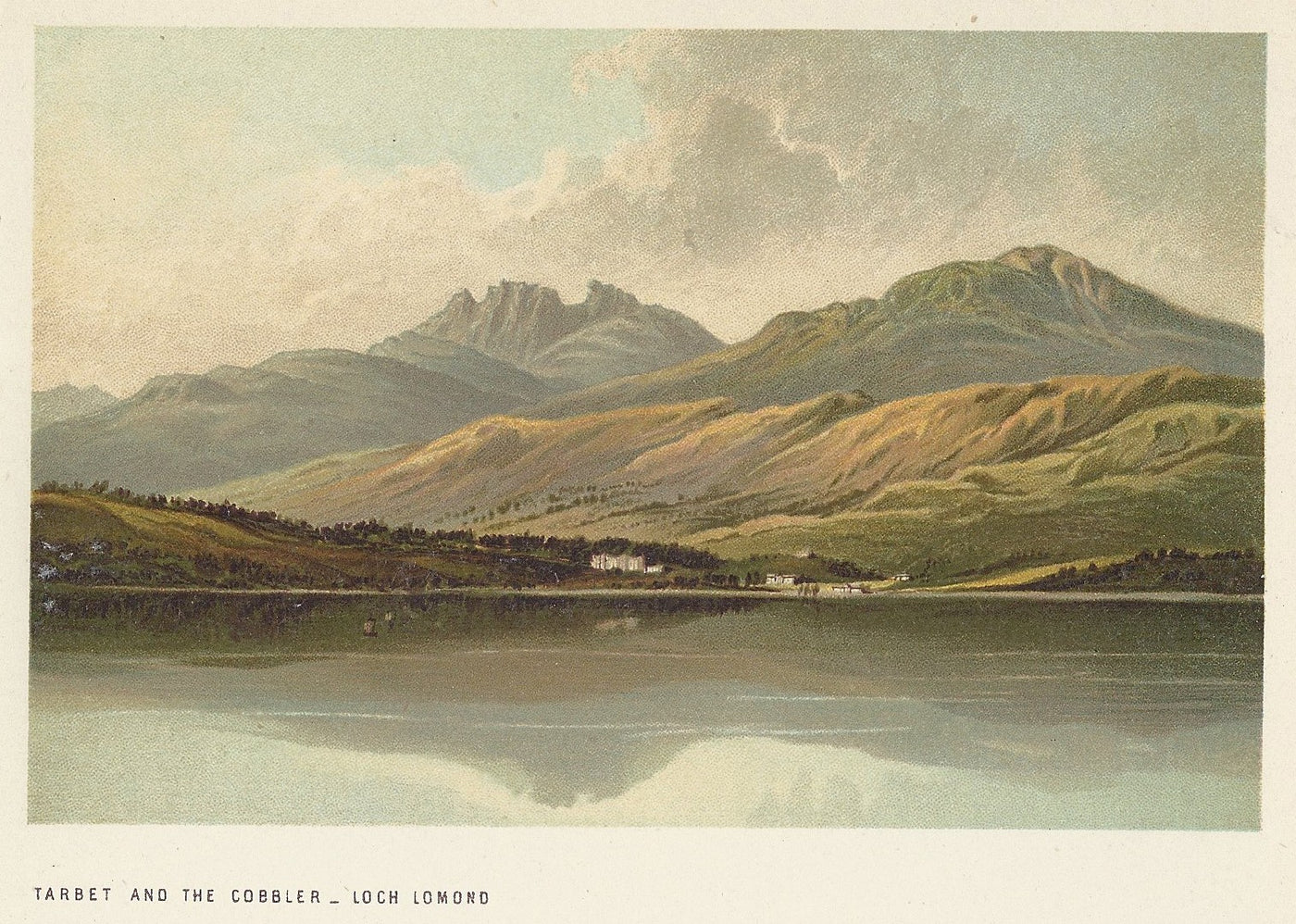Arrochar Alps from Loch Lomond Scotland antique print 1889