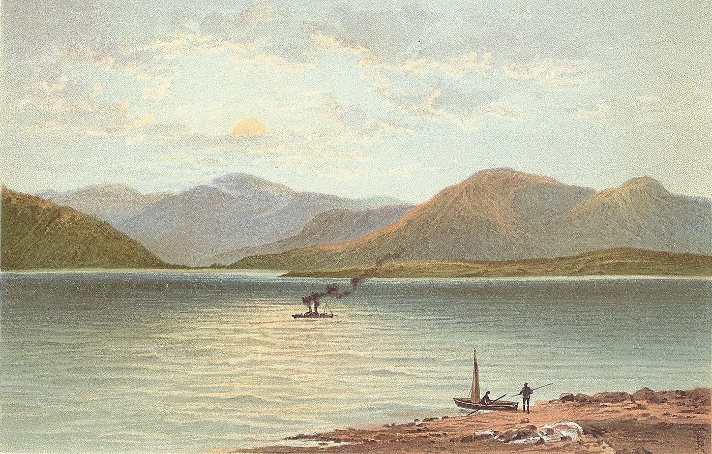 Ardgower Mountains from Ballachulish Scotland antique print 1889
