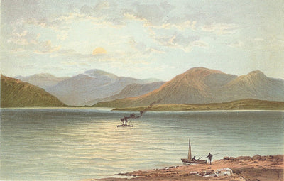 Ardgower Mountains from Ballachulish Scotland antique print 1889