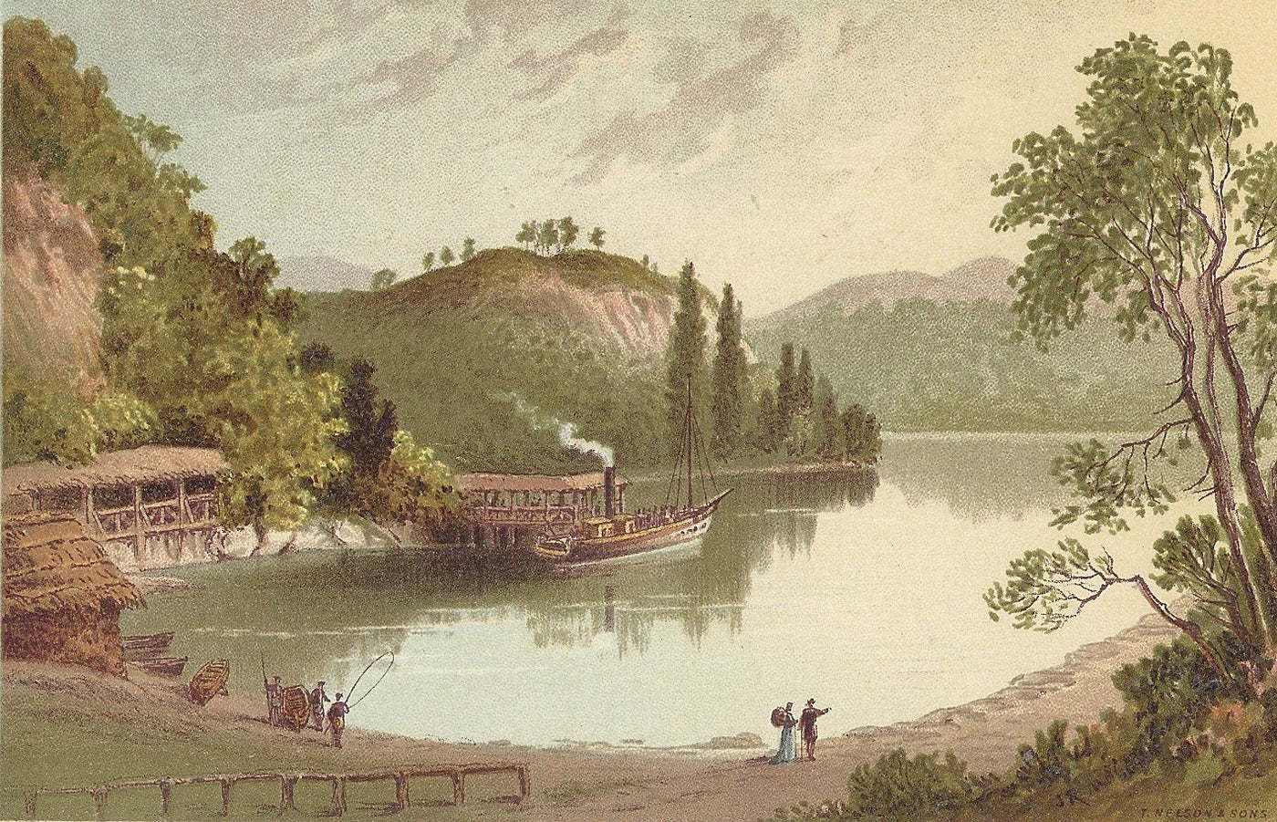 Loch Katrine Trossachs Scotland antique print