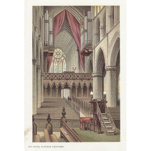 Glasgow Cathedral Choir Scotland guaranteed antique print 1889
