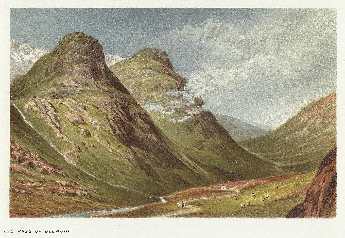 Glencoe Pass Highlands Scotland antique print 1889