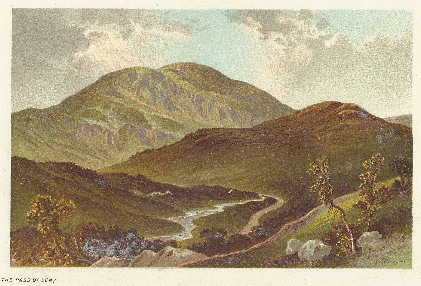 Trossachs Pass of Leny Scotland antique print 1889