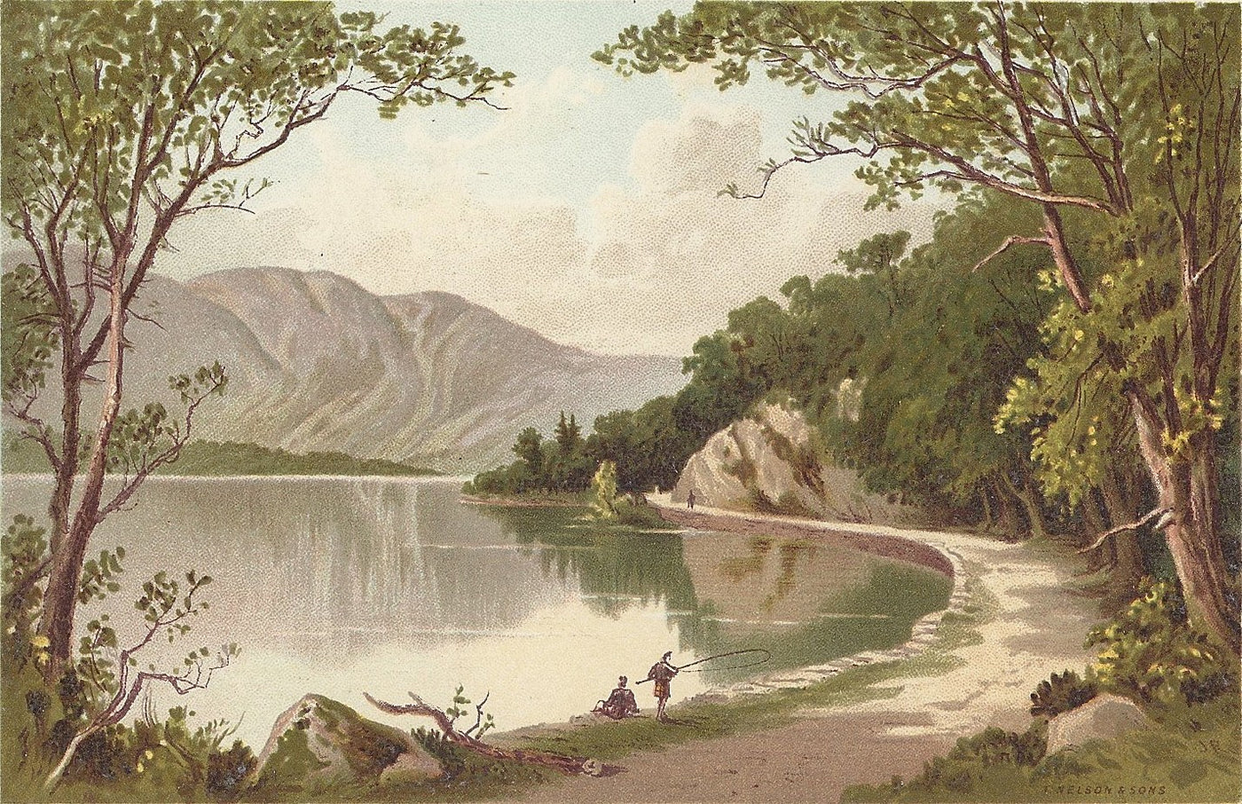 Loch Katrine Stirling Scotland guaranteed antique print 1889